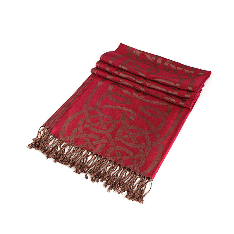 Celtic Knotwork Pashmina Scarf Burgandy